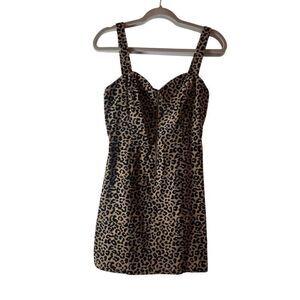 Wild Fable Women's XS Leopard Print Mini Dress Corduroy Casual Y2K Mob Wife